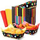 50 Set Back to School Food Trays with Wax Paper Trays Disposable Nacho Snack Boats Paper Food Holder for Welcome First Day of School Party Supplies Decoration