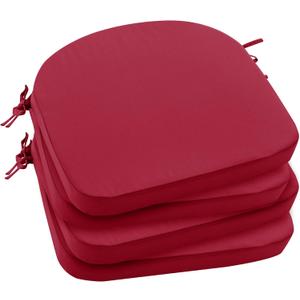 Outdoor Chair Cushions Set of 4: Waterproof & Fade Resistant Patio Furniture Cushions - 17 x 16 x 2 Inch Non Slip Round Corner Seat Cushion Pads with Removable Cover for Garden Yard Lawn, Burgundy (Red)