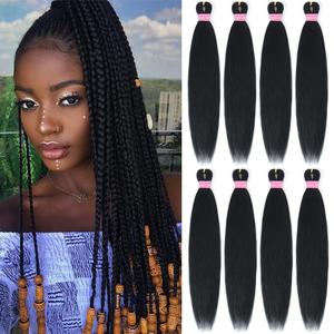 Braiding Hair 26 Inches 8 Bundles Braiding Hair Pre Stretched Itch Free Black Hair for Braiding Crochet Twist hair extensions for Braids Hair Yaki texture(1B#)