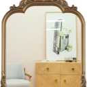 19.8"x15.7"Antique Gold Arched, Antique Baroque Wall Mirror Decoration, Hanging Wall Mirror Fireplace,Entrance,Living Room,Bedroom,Kitchen,Farmhouse,Bathroom Home Decor(Gold)