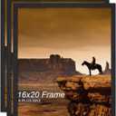 A PLUS MAX 16x20 Picture Frame Set of 3, Black Engineered Wood Frame for 16 x 20 Inch Picture Poster Photo, Light Weight 16 by 20 Frame with Wood-grain for Wall - 3 Pack/Black/16 x20