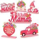 Blosssound 6 Pcs Mother's Day Table Decorations Spainish Feliz Dia De Las Madres Wooden Table Centerpieces Feliz Dia Mama Tabletop Sign Decor for Happy Mothers Day Party Supplies Tabletop Mom Gifts