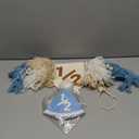 Half Birthday Decorations for Baby Boy Blue Handmade 1/2 High Chair Banner with Cone Hat for Half Way To One Baby Boy 1/2 Birthday Wall Hangings Decorations