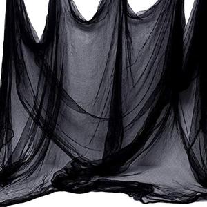 AOYOO Black Creepy Cloth 8.75 Yards x 85" with Fabric Scary Spooky Gauze Halloween Decorations for Haunted House Horror Decor Home Yard Indoor Outdoor Office Wall Vampire Zombie Theme Party Supply 2 PACK