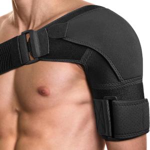 POAGL Adjustable Shoulder Brace for Men - Both Left and Right Arm - Pain Relief for Torn Rotator Cuff, Compression Support Sleeve for Dislocation, Bursitis, Tendonitis (Small, Black)