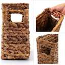 Yesland Hand-Woven Narrow Water Hyacinth Holder Wicker Basket, 15.5 x 5.5 x 9.75 Inch Decorative Magazine Storage Basket Bin for Home, Office, Desk