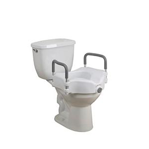 Drive Medical RTL12027RA 2-in-1 Raised Toilet Seat with Removable Padded Arms, Standard Seat