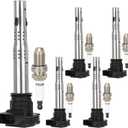 ECCPP 5 ignition coils with 5 iridium Spark Plugs,UF575,for Audi A3 2004-2013,A4 2005-2016 &,for Volkswagen,for Jetta 2005-2015,for Tiguan 2009-2017 & More,2.0L 2.5L,UF575 C1627,6554,5C1684