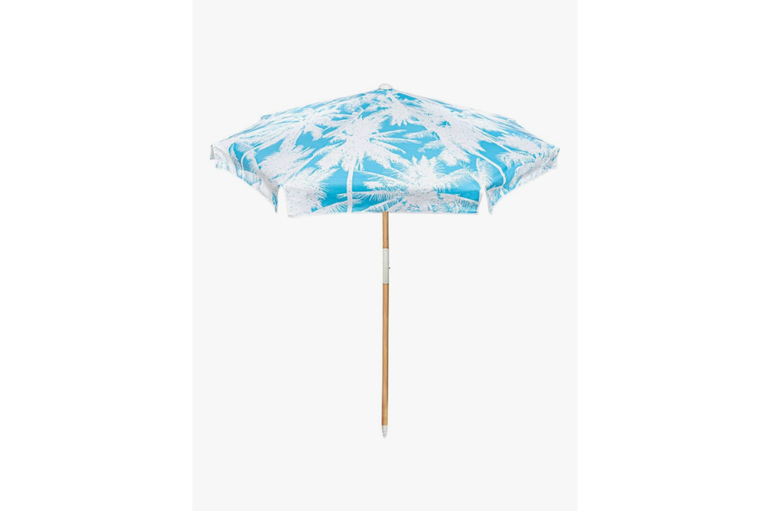 6.9Ft Beach Umbrella with Wood Pole & Carrying Bag, Lightweight yet Sturdy, UPF 50+ for Beach, Camping, and Picnic