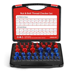 Nut and Bolt Thread Checker - 44 PCS Nut and Bolt Gauges Individually Housed in Case (23 Inch & 21 Metric) Specially Suitable for Size Check on Tricky and Narrow Area