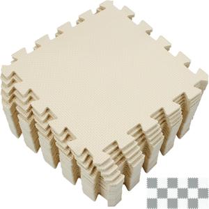 Yostrong 18 Tiles Interlocking Puzzle Foam Baby Play Mat for Playing - EVA Babies Crawling Mat | Rubber Floor Work Out Mats for Home Gym. Beige. YOC-Jb18N