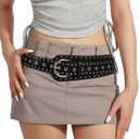 Black Studded Belt for Women Vintage Punk Y2k Belt for Jeans Pants Shirts Dress Y2k Accessories for Women (Black)