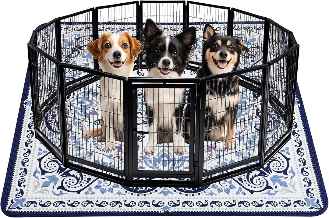 Mozin Washable Pee Pads for Dogs, 1 Pack Super Absorbent Reusable Puppy Pads Waterproof, Leak-Proof & Non-Slip Whelping Pad for Potty Training, Playpens, Crates, Floors, Beds, and Couches 72"x72" (Blue)