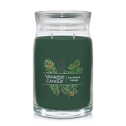 Yankee Candle Balsam & Cedar Scented Signature 20oz Large Jar 2-Wick Candle Over 60 Hours of Burn Time Christmas | Holiday