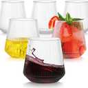 tchrules 40 Pack 12oz Plastic Stemless Wine Glasses, Clear Disposable Ribbed Cocktails Whiskey Glasses, Unbreakable Outdoor Plastic Drinking Cups for Party Wedding Birthday Holiday Mimosa Bar Supplies