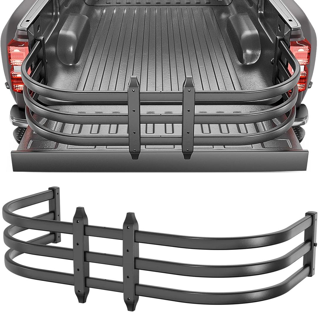 Truck Bed Extender, Aluminum Retractable Tailgate Extender, 55"-68" Adjustable Length, Drill Required, Fits for Tacoma, Gladiator, Frontier, Colorado/Canyon, Ranger, Ridgeline