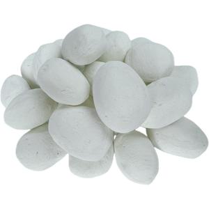 Gas Logs Ceramic Pebbles,24PCS White Gas Fireplace Logs,Inside Fireplace Accessories,Ceramic Wood Logs for Gas Logs,Propane Fire Pit