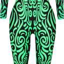 FEOYA Skeleton Jumpsuit for Women Halloween Costume Long Sleeve Skinny Catsuit 3D Print Skull Bodysuit Bone Cosplay Outfit (X-Large)