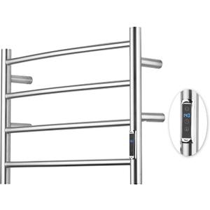 Heated Towel Racks for Bathroom, Wall Mounted Electric Towel Warmer Racks with Timer & Temperature Control, Stainless Steel Towel Heater for Bathroom, Brushed (Round-Brushed Silver, 4 Bars)