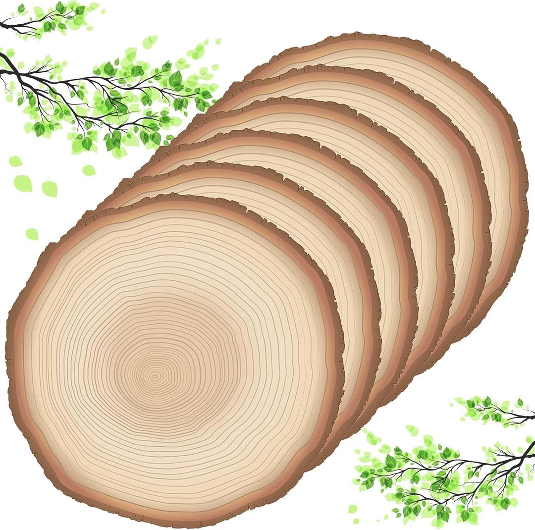 Teling 50 Pack Disposable Wood Slice Paper Placemats Bulk 13 Inch Round Rustic Brown Wooden Slice Charger Place Mat for Farmhouse Wedding Baby Shower Birthday Party Supplies Table Setting Decoration