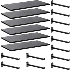 Wood Slatwall Shelves, Slat Wall Shelf Slatwall Acccessory for Garage, Home Improvement, Retail Display (6, 24''x12'')