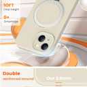 Liquid Silicone Case for iPhone 13 with Magnetic Ring Stand, Upgraded Camera Lens Protection, Mil-Grade Drop Shockproof, Soft Anti-Scratch Microfiber Lining Silicone Case (Beige)