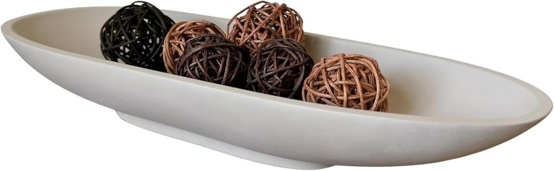 OAKOA Concrete Large Decorative Bowl for Home Decor - Long Decorative Centerpiece Bowl for Table - Coffee Table Bowl for Entryway Table - Large Dough Bowl Decor