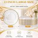 Havawish 8 Pcs 13 Inch Clear Glass Charger Plates with Gold Edge
