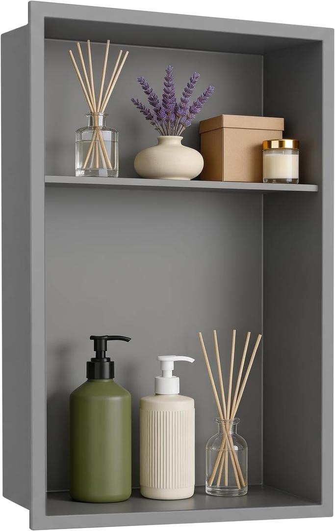 18 x 12'' Stainless Steel Shower Niche, Gray, 1 Shelf