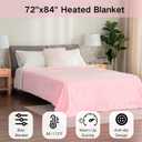 Electric Heated Blanket Sherpa Full Size 72"x84" Pink Machine Washable 6 Heat Settings 10 Hours Auto Off Overheat Protection for Home Office Use