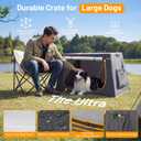 43 Inch Collapsible Travel Dog Crate for Medium Large Dogs, Portable Travel Kennel with Storage Pocket, Mesh Windows for Indoor & Outdoor Travel, 43.3 L x 24 W x 16.14 H, Dark Grey