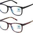 Blue Light Blocking Glasses, Blue Blocker Computer Glasses for Men Women, Anti Glare 400 UV & Eye Strain Fake Square Glasses , Tortoise + Black 
