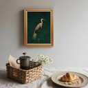 Wojuin Vintage Crane Canvas Framed Wall Art Dark Green Background 16x24 in