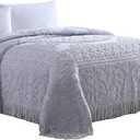 Beatrice Home Fashions Medallion Chenille Bedspread, Twin, Lavender