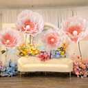 4 Pcs Wedding Giant Flowers Decorations 24 Inch 16 Inch 3D Large Silk Flowers Artificial Faux Floral Backdrop for Wedding Graduation Bridal Shower Birthday Party Supplies(Pink Gradient)