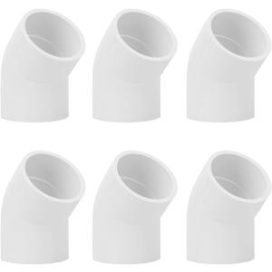 6Pack 1-1/2" 45 Degree PVC Elbow Pipe Fitting Connector (Socket x Socket) Furniture Build Grade SCH40 1.5 Inch 45 Degree Elbow PVC Corner Adapter for Home Sewer Plumbing Water Line 