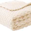 FY FIBER HOUSE Fleece Throw Blanket for Couch 300GMS Super Soft Plush Fuzzy Blankets and Throws for Sofa Bed Office, 40x50 Inches, Beige