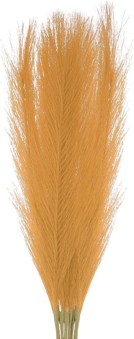 MECCANIXITY 12Pcs Faux Pampas Grass,21"/55cm Fluffy Fake Pampas Grass Decor Tall Artificial Pampas Grass for Living Room Party Wall Vase Wedding Decoration,Yellow