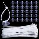 XLIUAX 60 Pcs Aquarium Suction Cups with 60 Pcs Adjustable Zip Ties Set, Small Suction Cups for Aquarium Plant Holder Fish Tank Plants Kitchen Christmas Hanging Organization