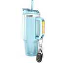 Frost Buddy Thicc Buddy - 40 oz Stainless Steel Vacuum Insulated Tumbler with Lid and Straw for Water - Travel Mug Cupholder Friendly - Gifts for Women Men Him Her, Ice Blue