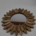 Honiway Wall Mirror Decorative 12 inch Rustic Wood Mirror Sunburst Boho Mirror for Entryway Bedroom Living Room Bathroom House Warming Gifts New Home Essential Carbonized Black (12"L x 12"W)