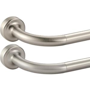 2 Pack Brushed Nickel Disc Curtain Rods, 28-48 Inches Window Curtain Rod,Adjustable Room Darkening Drapery Rod with Aluminum Finials and Brackets,Wrap Around Design