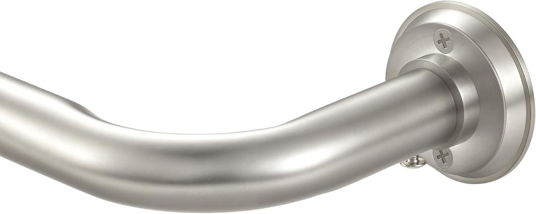 1 1/8 Inch Diameter Room Darkening Curtain Rods 134-240”, Heavy Duty Window Wrap Around Drapery Rod with Aluminum Bracket, Accessories, Wall Mounted Ceiling Mounted, Adjustable Length, Brushed Nickel