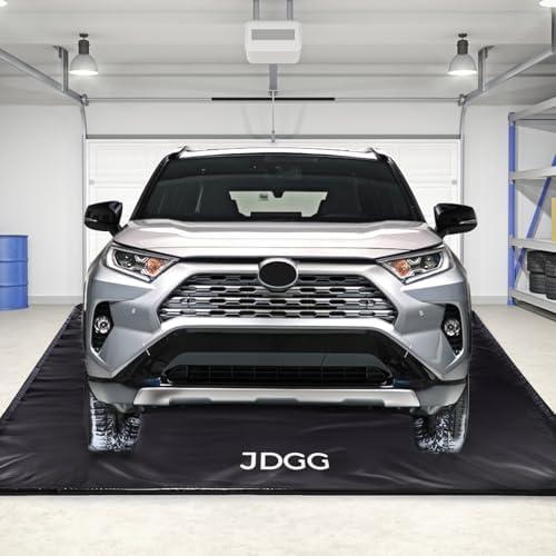 JDGG Waterproof Garage Floor Mat for Under Car, 7'9"x16' Heavy Duty Containment Mat with Free Floor Squeegee, Protects Garage Floor from Snow, Slush, Water, Mud and Oil