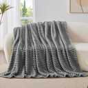 BEDELITE Fleece Throw Blanket for Couch - 300GSM Soft & Warm Fluffy Grey Blanket, Decorative and Giftable Striped Blankets for Women, Men, 50"x60"