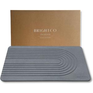 Quick Dry Stone Bath Mat  Diatomaceous Earth Foot Pad, Super Absorbent Hard Shower Rug  Modern Anti-Slip Design for Bathroom Floor, 23.6x15.3in, Deep Charcoal  The Horizon