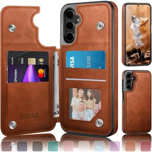 DJDUCK Designed for Samsung Galaxy S25 Case Wallet with Card Holder, [Magnetic Clasp Cover] [RFID Blocking Leather Protection] Shockproof Women Men Cases for Samsung S25 Light Brown