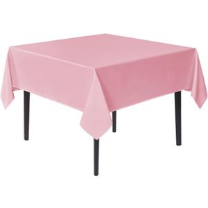 sancua Square Tablecloths 54x54 Inch - Pink Fabric Table Cloth for Square or Round Tables, Washable Polyester Table Cover for Dinner, Holiday Party, Decorative Display Tables