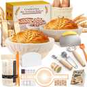 Complete Sourdough Starter Kit | Easy to Clean & Use for Beginners & Bakers | Natural Rattan Proofing Basket with Full Accessories | Sourdough Bread Baking Supplies for Bakers Women Wife (Orange)
