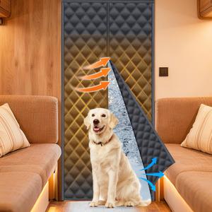 Magnetic RV Insulated Door Cover for Winter, Fit Door Size Largest 30'' x 73'' (Curtain 33'' x 75''), Thermal Insulated RV Door Curtain, Water-Resistant Thermal Insulated Blanket for RV Camper Trailer